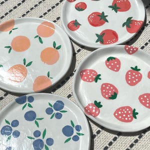 Handmade Fruit Print Jewelry Dish – Air Dry Clay Trinket Tray, Ring Holder, Cute Vanity Decor, Cottagecore, Wedding Favors, Bridesmaid gift